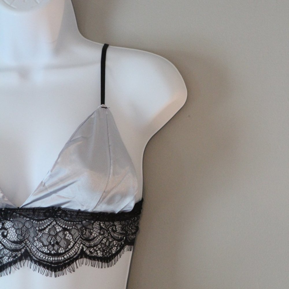 Sexy Lingerie Pjs Bralette and Tap Shorts Sliver - Picture 4 of 9